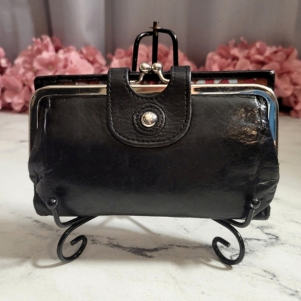 HOBO The Original Vintage 'Alice' Black Leather Wallet with Kisslock Pouch